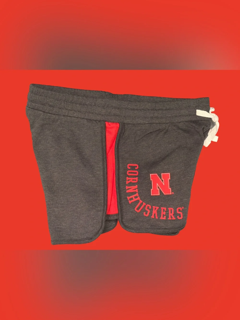 Captivating Apparel Nebraska Cornhuskers Charcoal Gray/Red Lounge Shorts, Medium